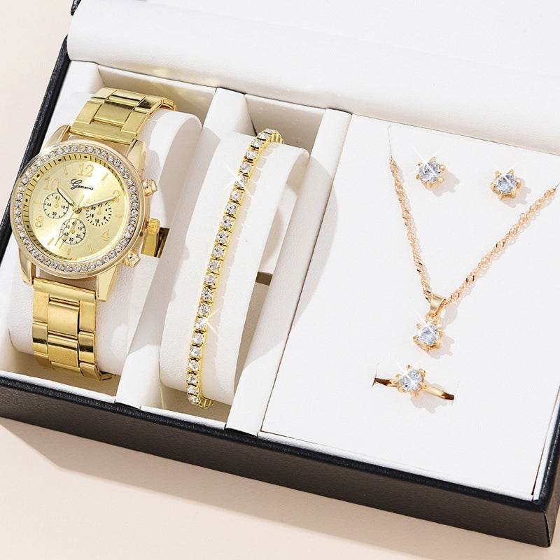 Women's Quartz Diamond-Embedded Watch - Stylish Rose Gold & Silver - Buy Center