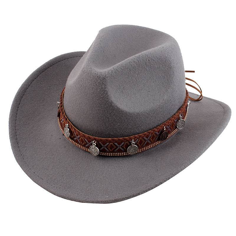 European & American Woolen Cowboy Hat - Stylish Adjustable Fit for All - Buy Center
