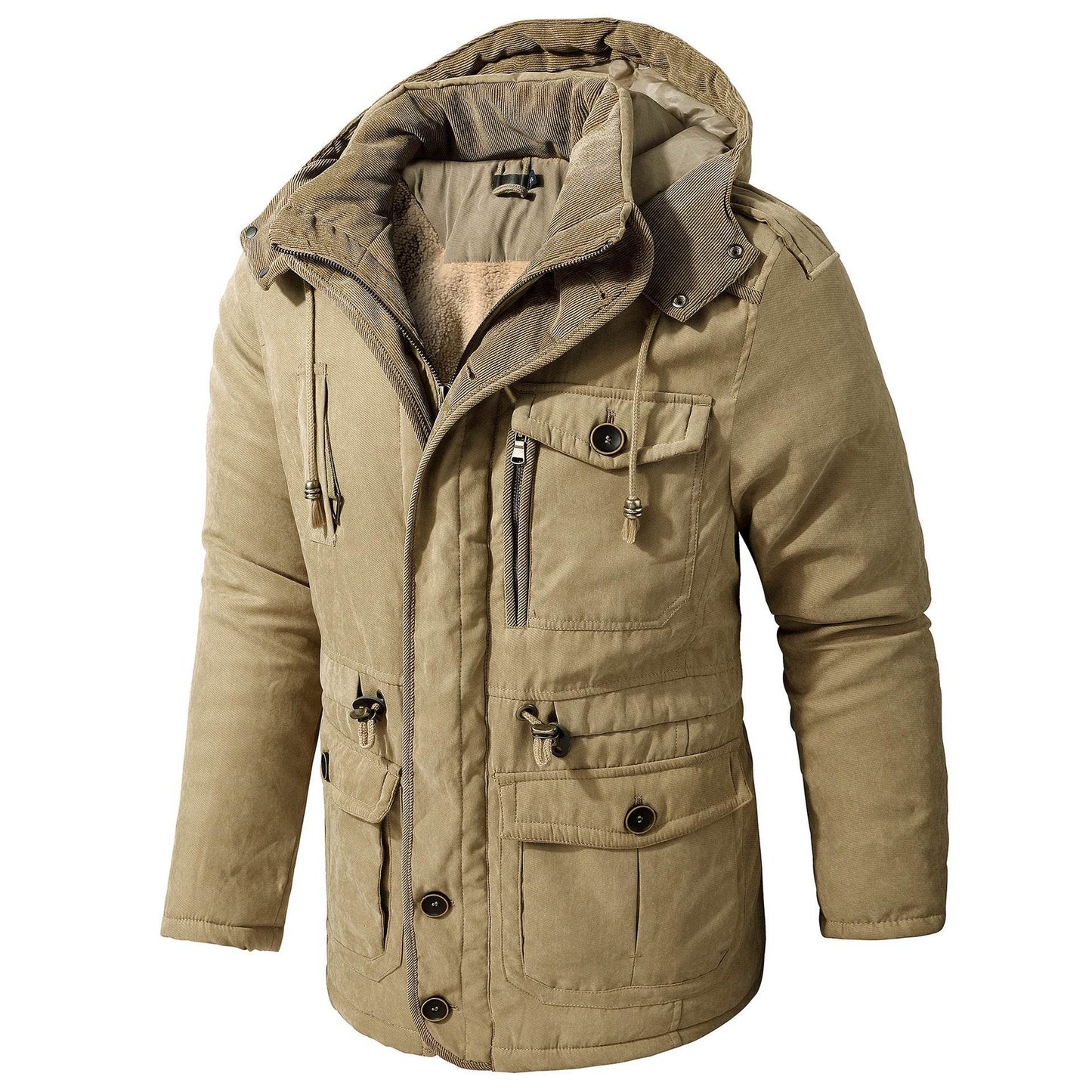 Men's Plus Size Hooded Fleece-Lined Parka - Stylish Mid-Length Winter Coat - Buy Center
