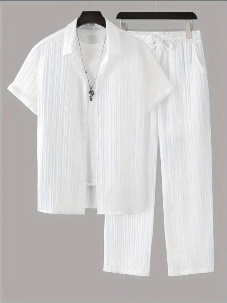 Buycenter Striped Short-Sleeved Men’s Suit Shirt - Summer Fashion - Buy Center