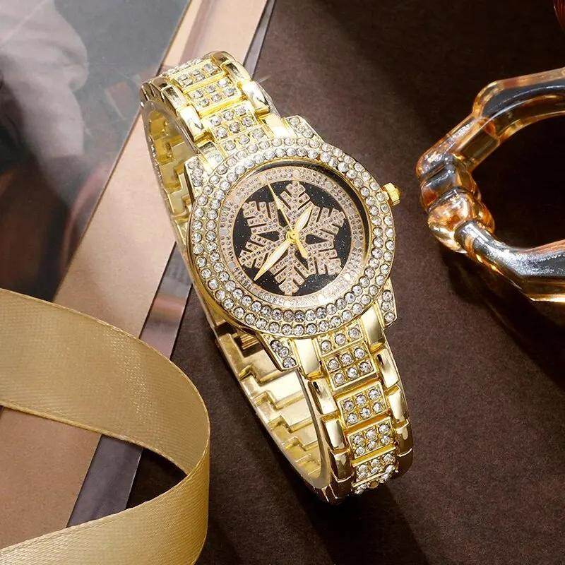 Snowflake Pattern Jewelry Set - Luxury Watch, Necklace & Bracelet - Buy Center