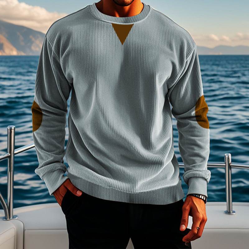 Buycenter Stand Collar Corduroy Sweater for Men - Long Sleeve Pullover - Buy Center