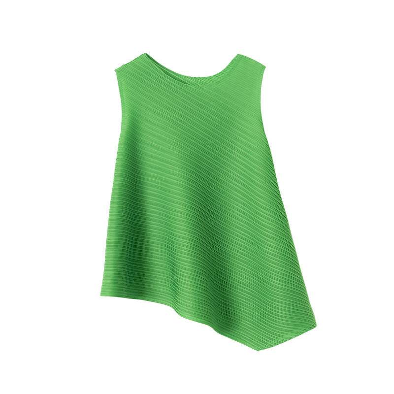 Pleated Women's Slimming T-Shirt - Stylish Sleeveless Fit in Various Colors - Buy Center
