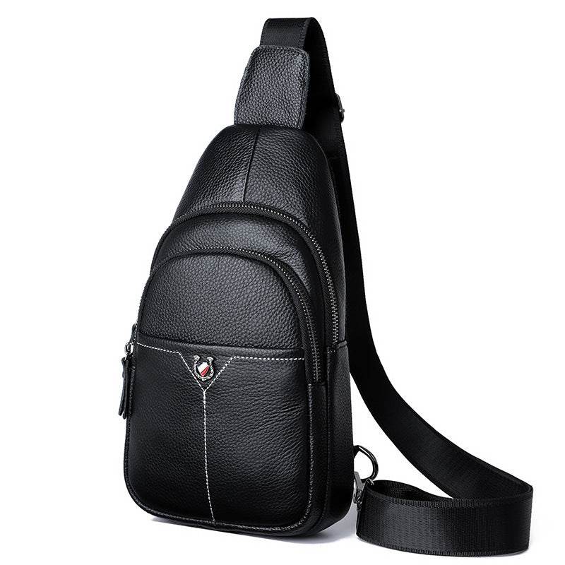 Men's Leather Chest Bag - Casual Crossbody with Large Capacity & Style - Buy Center