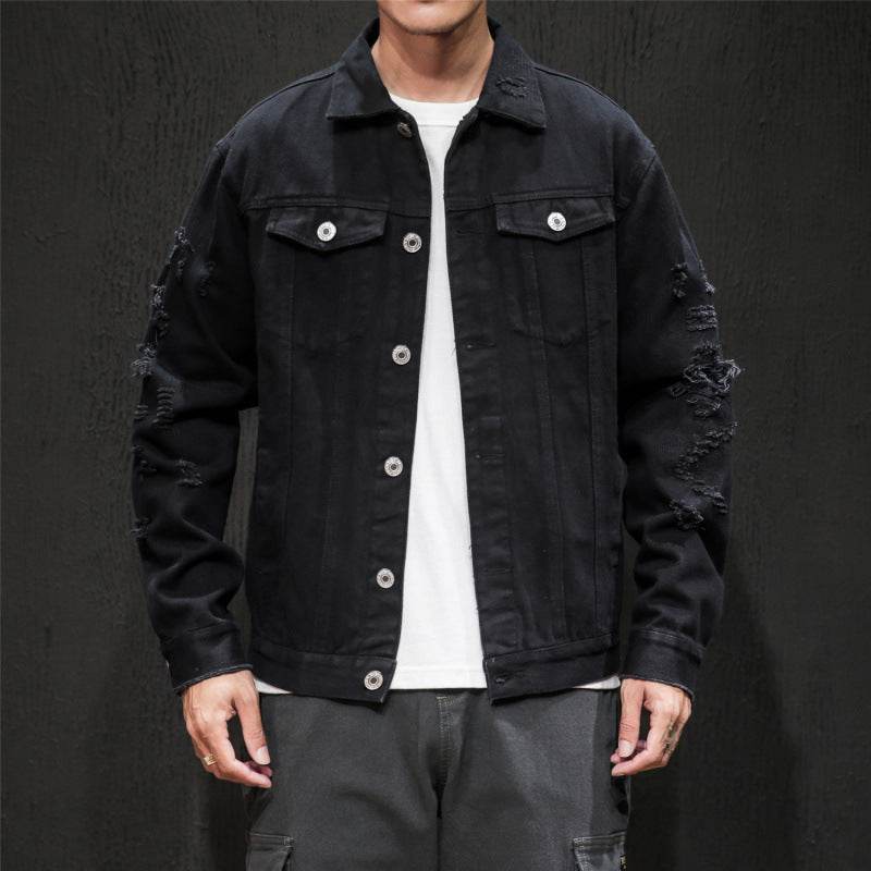 Men's Plus Size Denim Jacket - Embroidered Genuine Leather, Stylish Fit - Buy Center