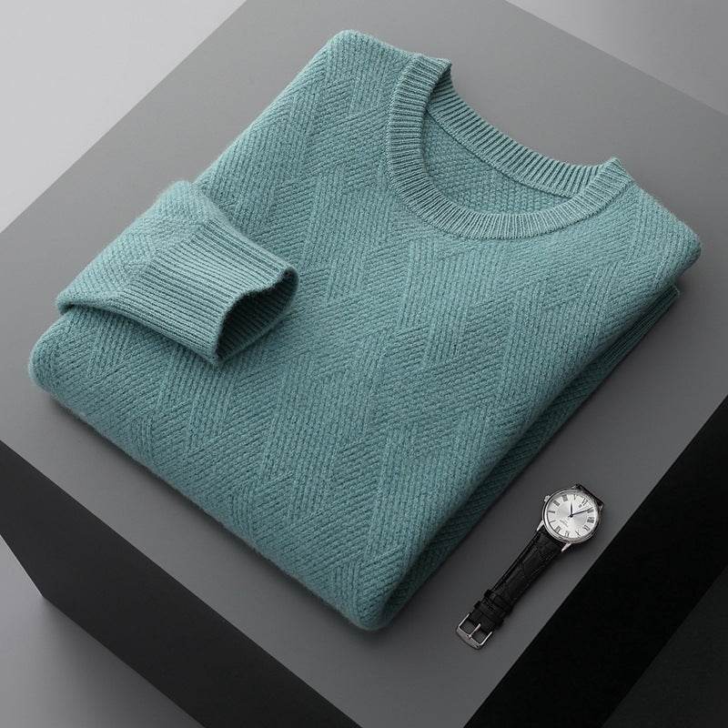 Men's Round Neck Pullover Sweater - Loose Fit Thick Wool for Comfort - Buy Center
