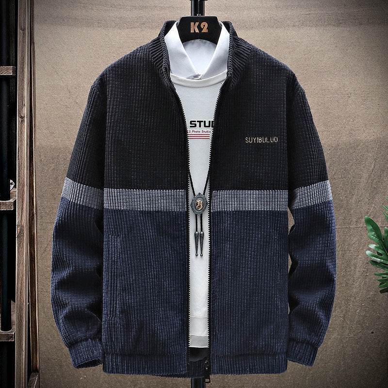 Men's Casual Stand-Up Collar Jacket - Genuine Leather Baseball Style - Buy Center