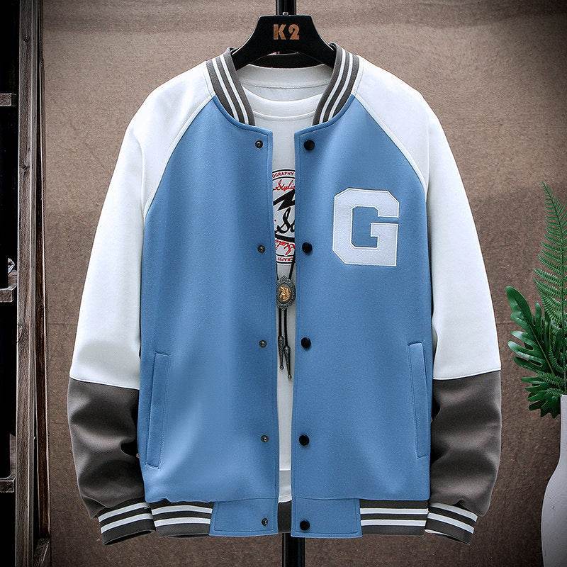 Men's Casual Stand-Up Collar Jacket - Genuine Leather Baseball Style - Buy Center