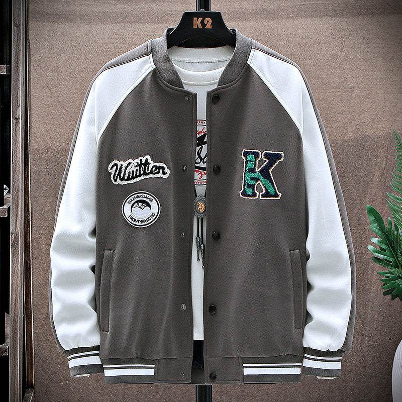 Men's Casual Stand-Up Collar Jacket - Genuine Leather Baseball Style - Buy Center