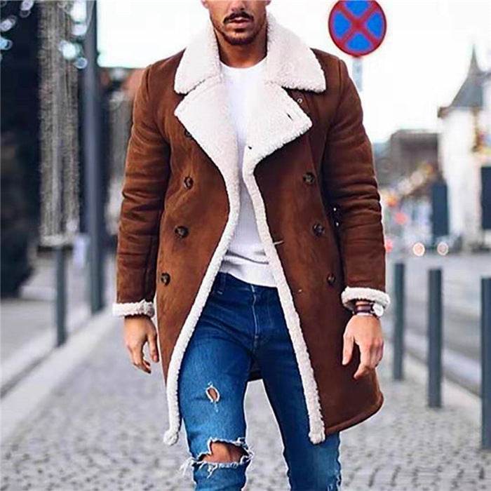 Buycenter Warm Fleece Suede Coat - Medium Length Casual Style for 2025 - Buy Center