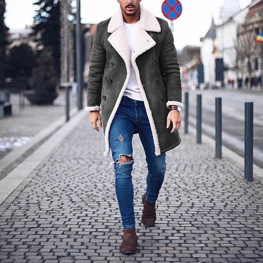 Buycenter Warm Fleece Suede Coat - Medium Length Casual Style for 2025 - Buy Center