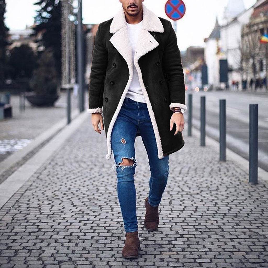Buycenter Warm Fleece Suede Coat - Medium Length Casual Style for 2025 - Buy Center