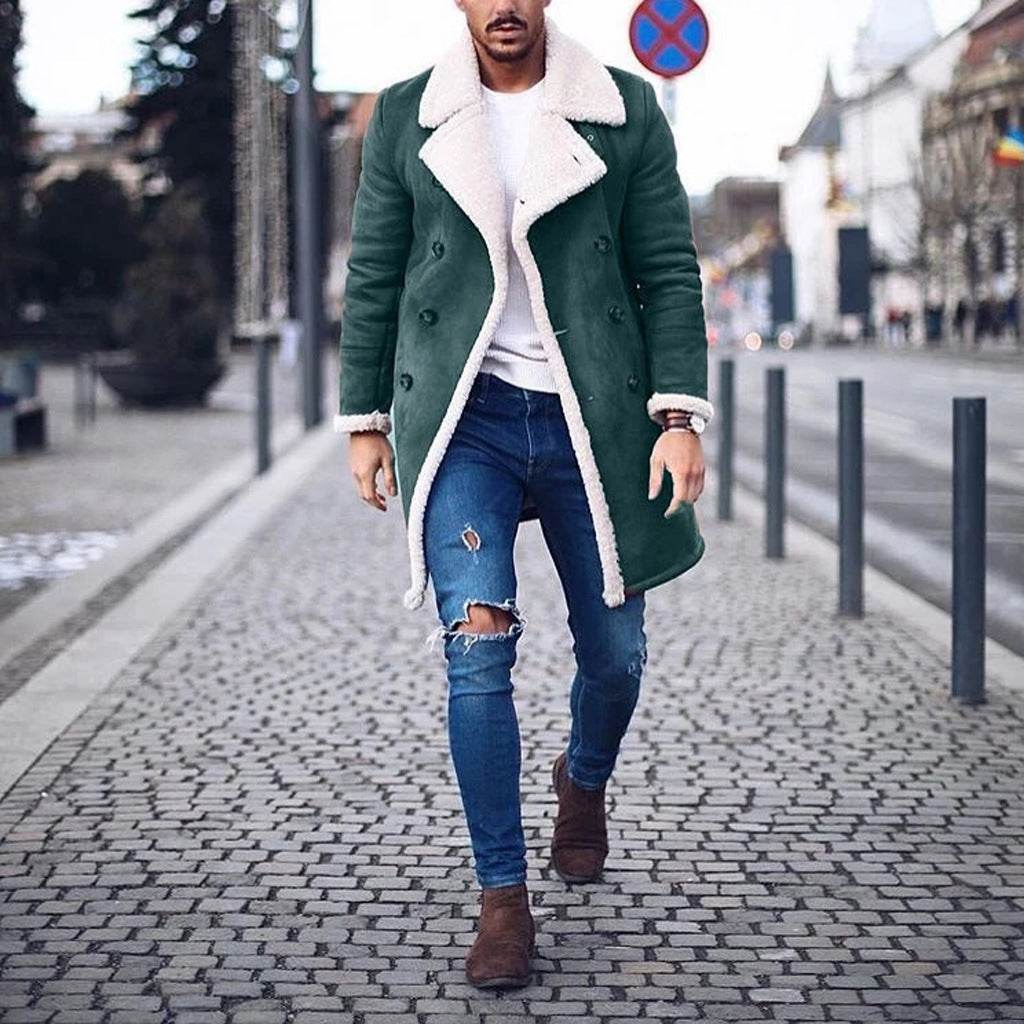 Buycenter Warm Fleece Suede Coat - Medium Length Casual Style for 2025 - Buy Center