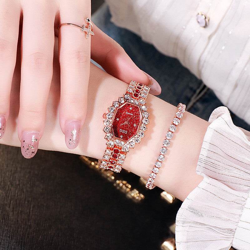 Square Diamond Bracelet Watch for Women - Casual Starry Sky Design - Buy Center