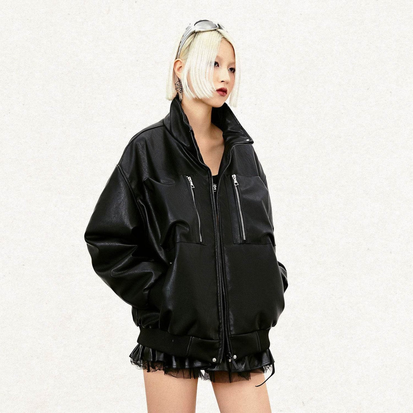 Women's Vintage Leather Coat - Stylish Loose Fit PU Jacket for 2025 - Buy Center