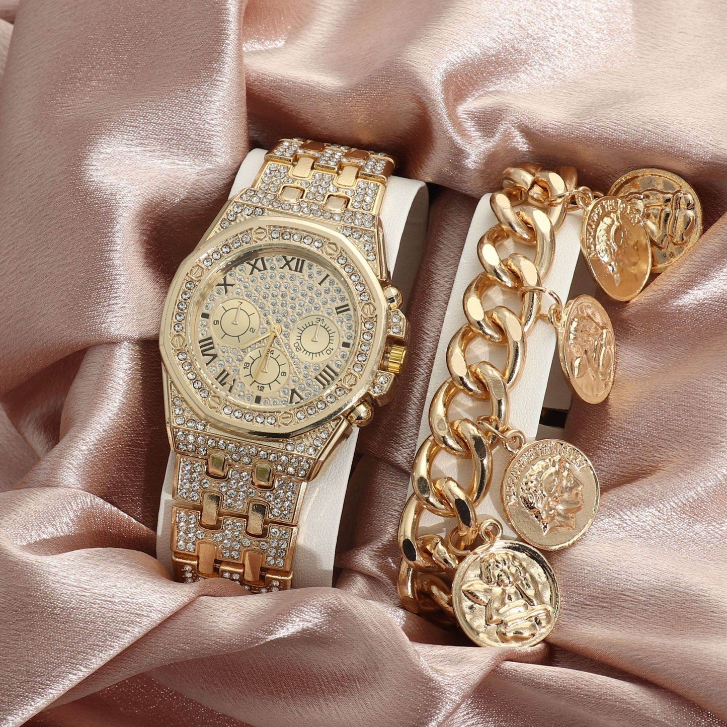 Men's Diamond Large Dial Quartz Watch - Stylish, Lightweight Design 2025 - Buy Center