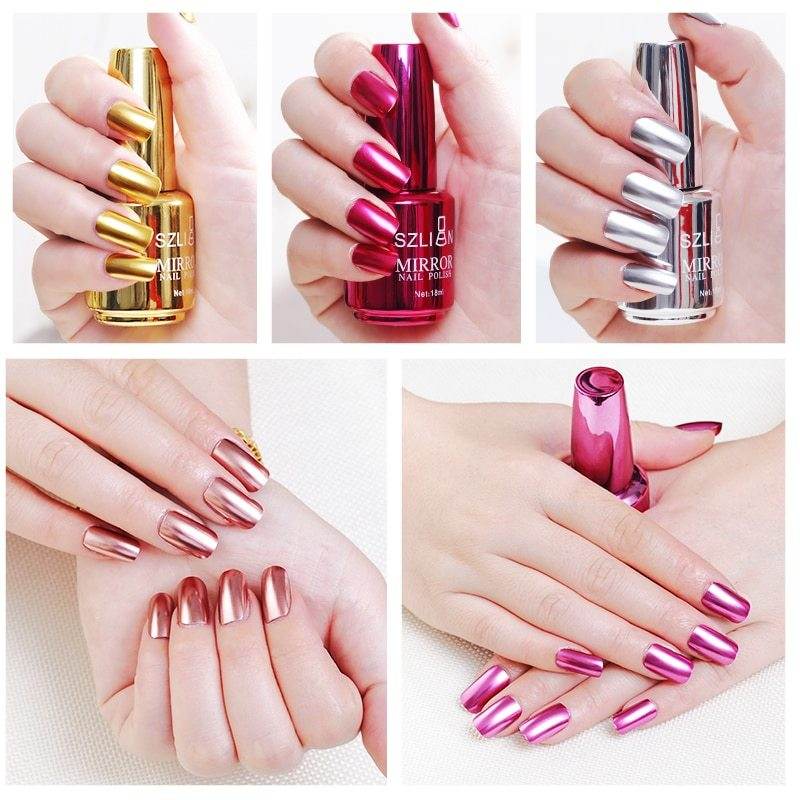 Mirror Silver Nail Polish - Metallic Stainless Steel Finish, 18ml - Buy Center