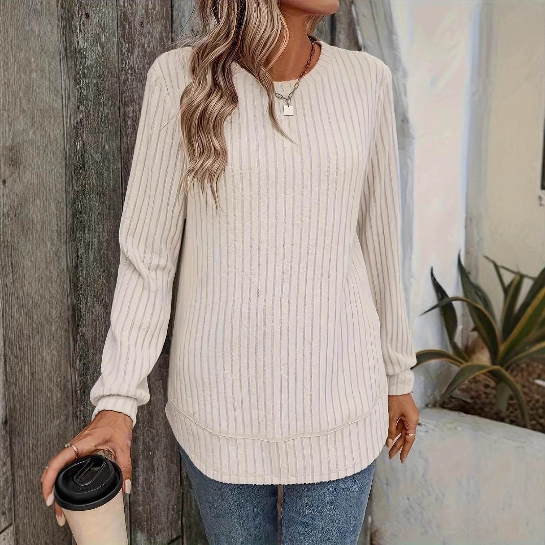 European & American Loose Crew Neck Top - Stylish Casual Women’s Pullover - Buy Center