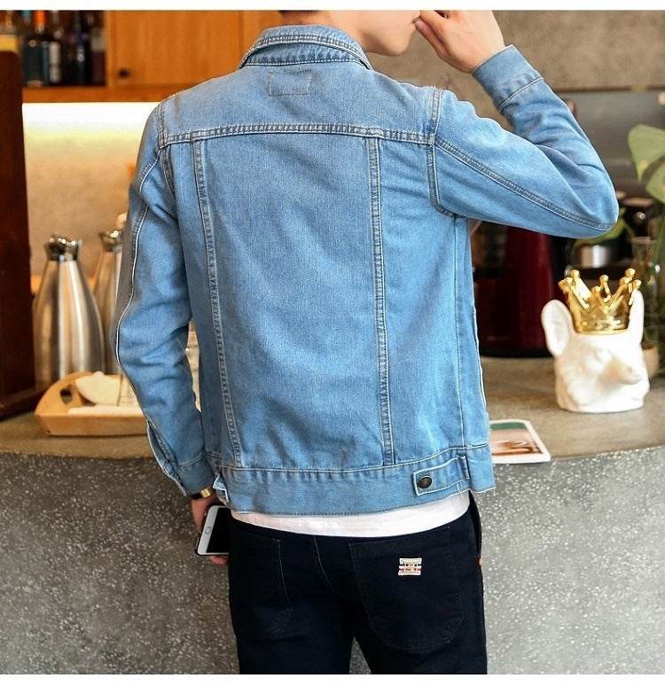 Buycenter Men's Slim Fit Denim Jacket - Multi-Pocket Motorcycle Style - Buy Center