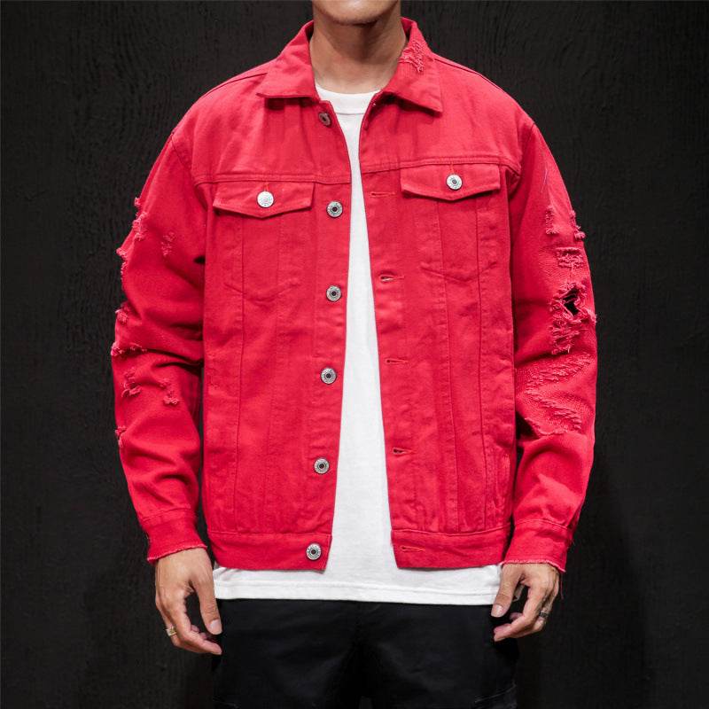 Men's Plus Size Denim Jacket - Embroidered Genuine Leather, Stylish Fit - Buy Center