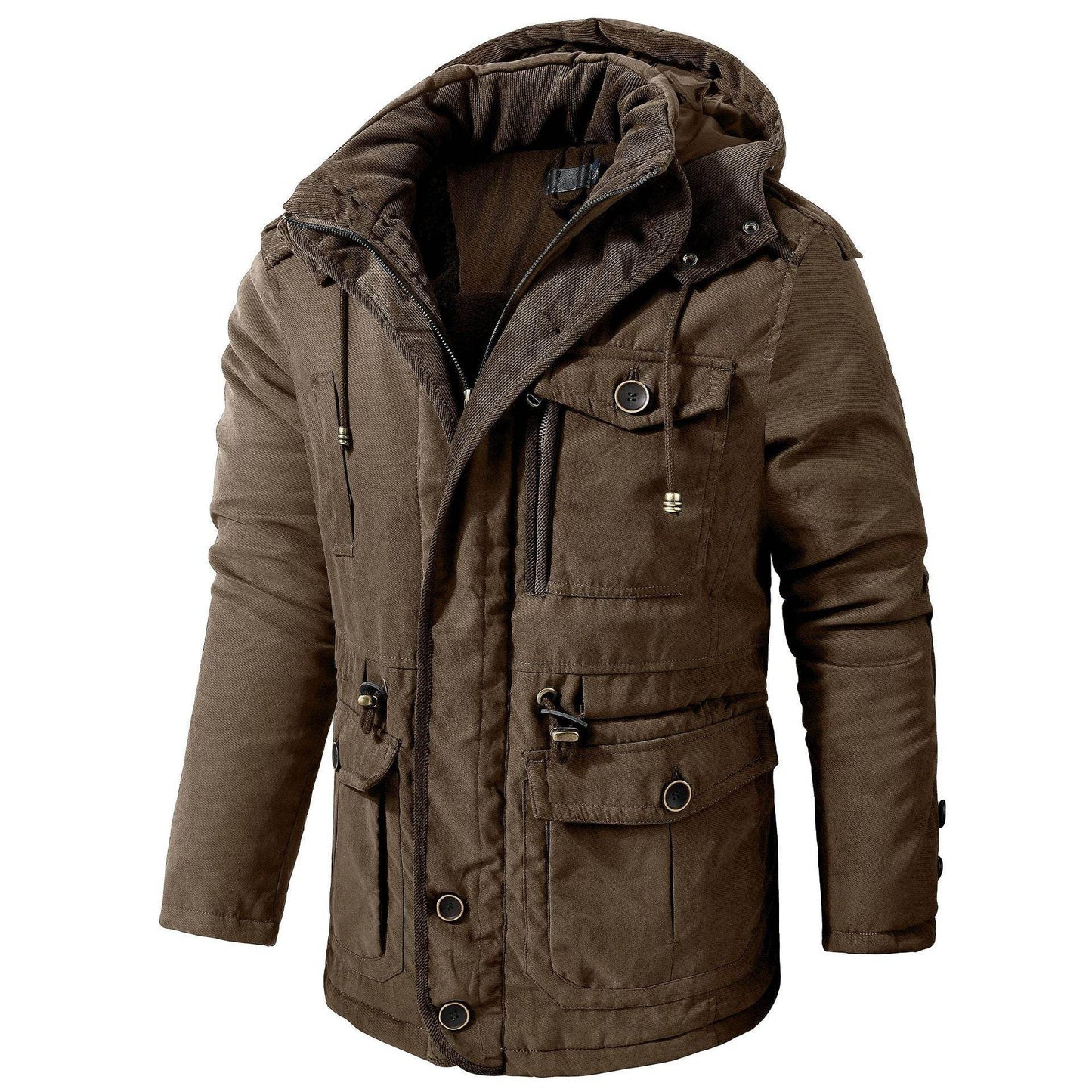 Men's Plus Size Hooded Fleece-Lined Parka - Stylish Mid-Length Winter Coat - Buy Center