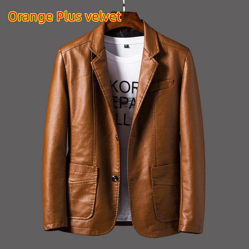 Men's Slim Fit Leather Jacket - Studded Lapels for Autumn & Winter - Buy Center