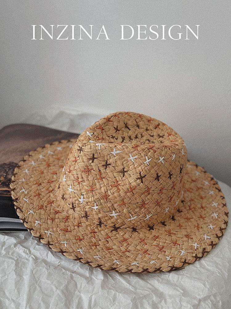 Retro Western Cowboy Straw Hat - Unisex Fashion Accessory for All Seasons - Buy Center