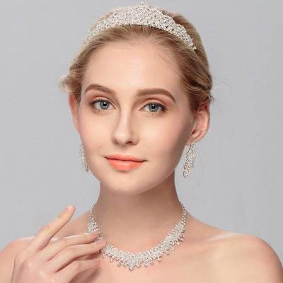 Elegant Wedding Jewelry Set - Silver Alloy Necklace & Earring Duo - Buy Center