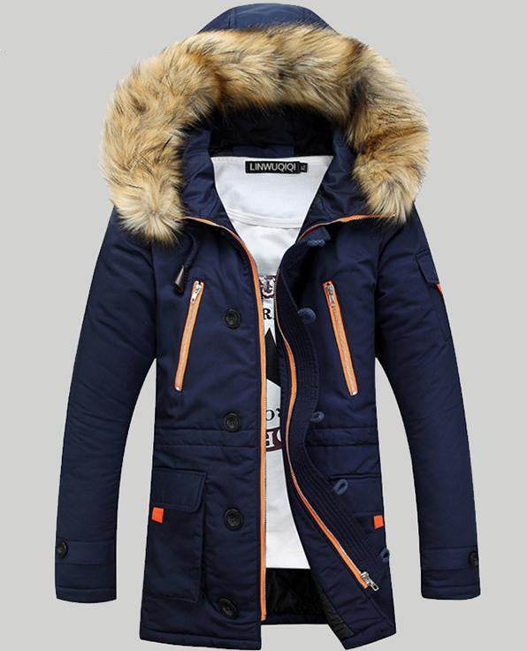 Buycenter Men's Slim Hooded Padded Jacket - Stylish Leather for Winter - Buy Center