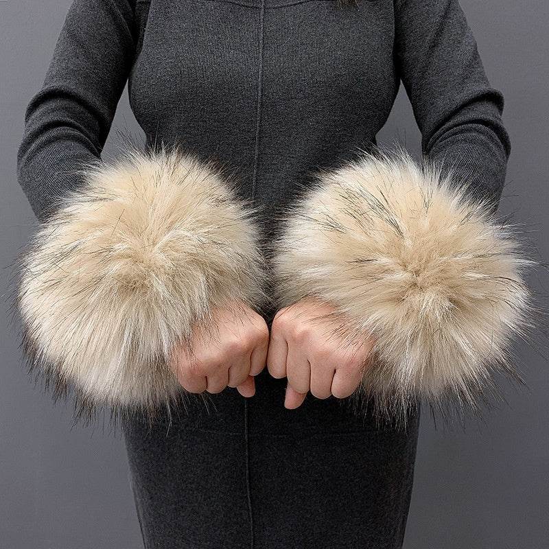 Imitation Rabbit Hair Wristband Cuffs - Cozy & Stylish Winter Accessory - Buy Center