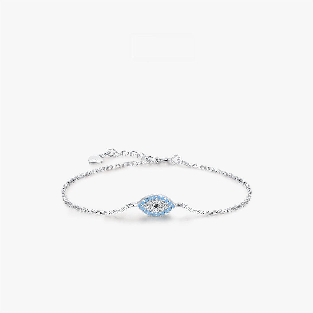 Green Pine Devil's Eye Bracelet - 925 Sterling Silver with Zircon Stones - Buy Center