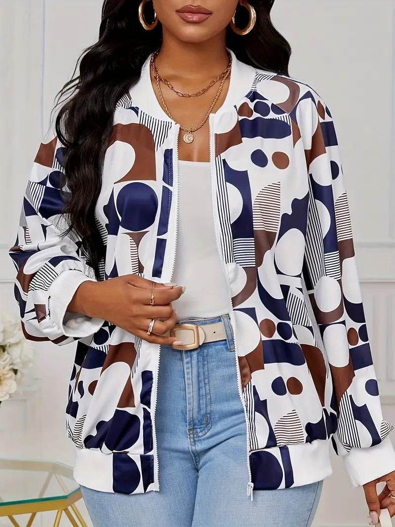 Trendy Colorful Printed Zipper Jacket for Women - Lightweight & Stylish - Buy Center