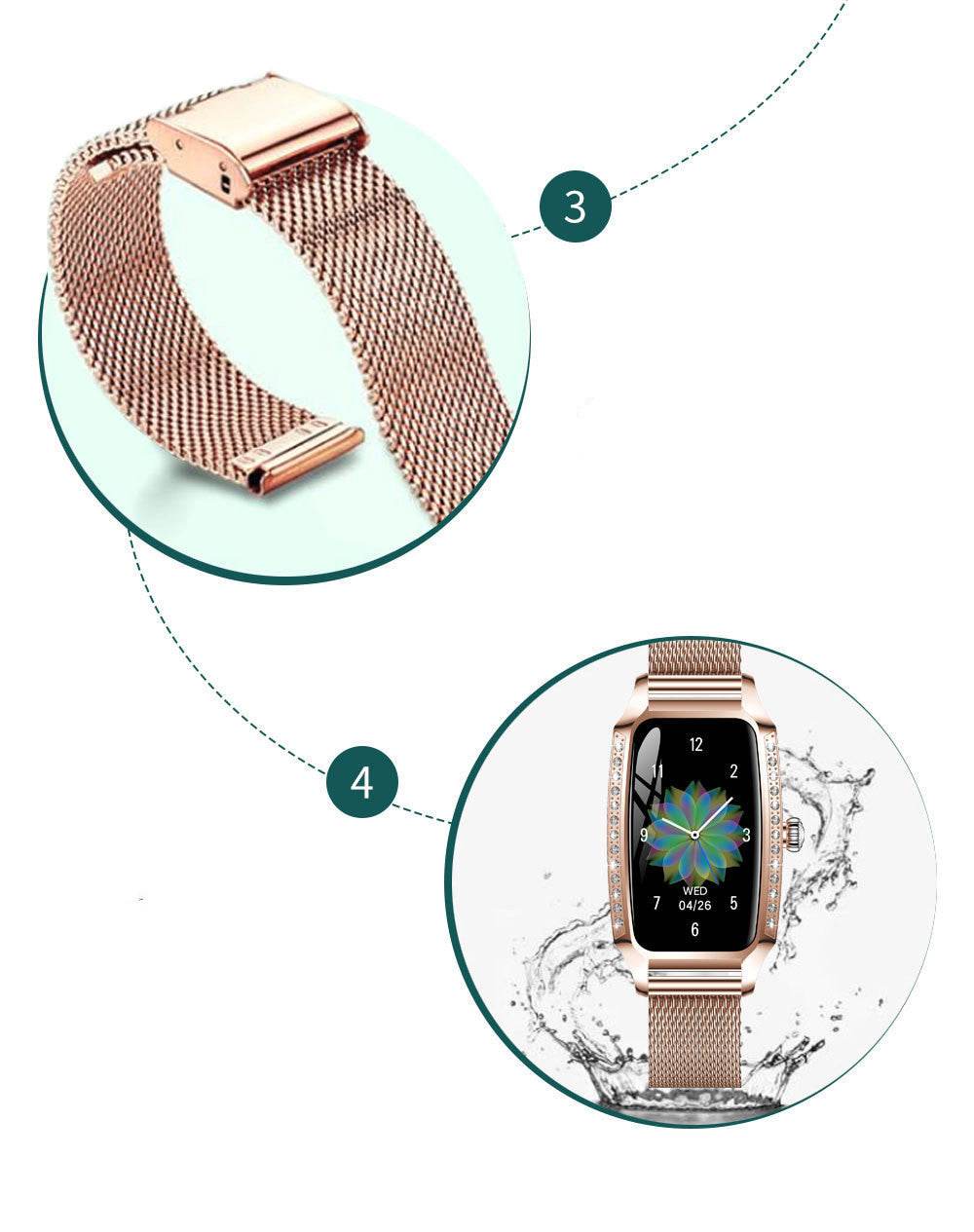 Women's Sports Watch - Heart Rate & Blood Pressure Monitor with Music Control - Buy Center