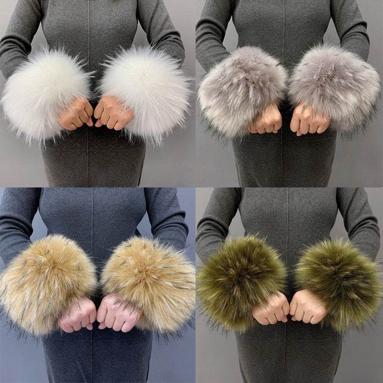 Imitation Rabbit Hair Wristband Cuffs - Cozy & Stylish Winter Accessory - Buy Center