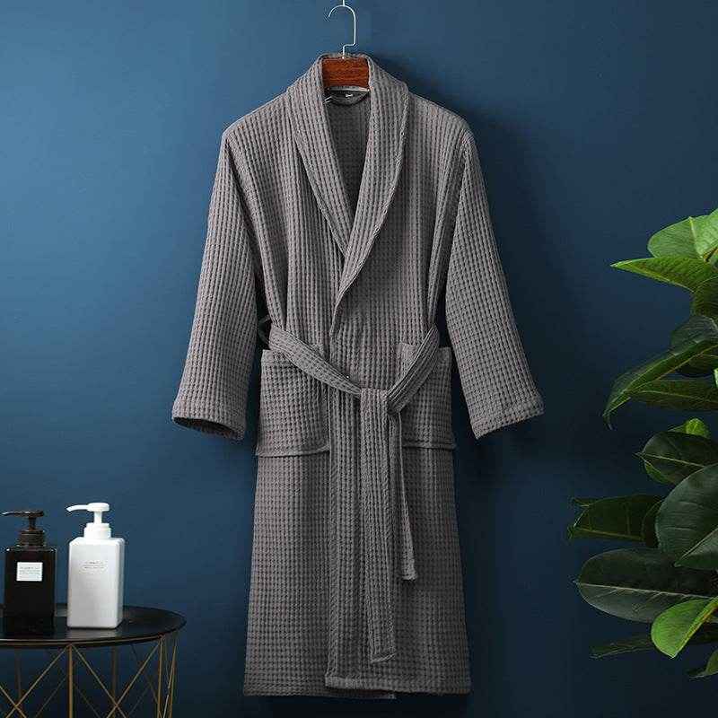 Pure Cotton Bathrobe - Long Waffle Nightgown for Men & Women 2025