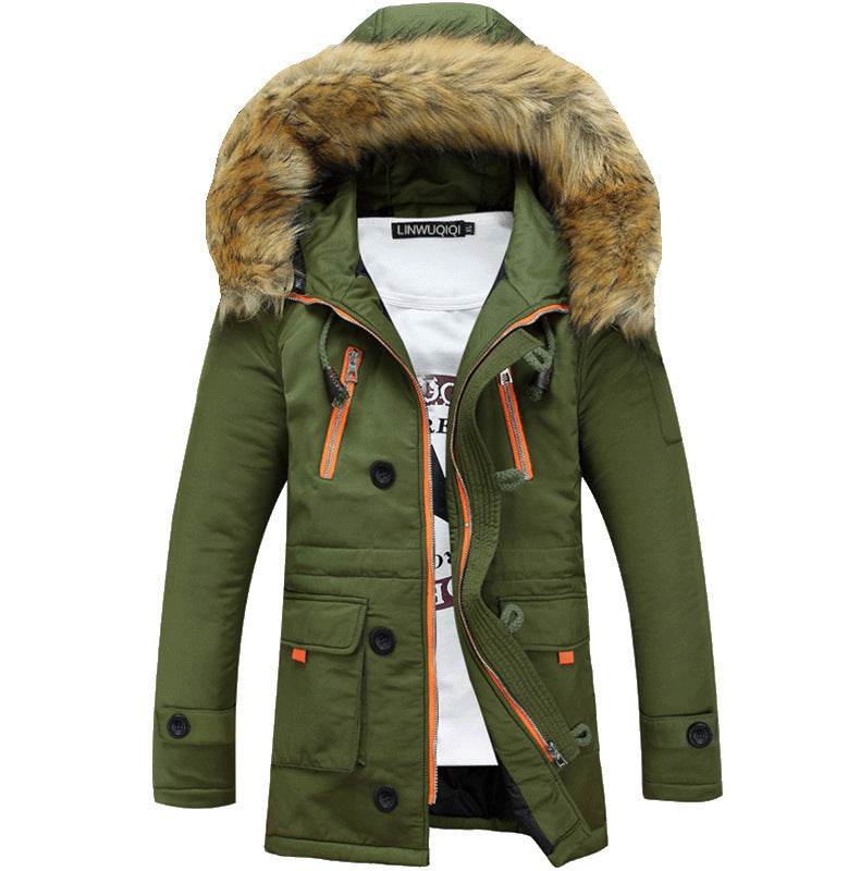 Buycenter Men's Slim Hooded Padded Jacket - Stylish Leather for Winter - Buy Center