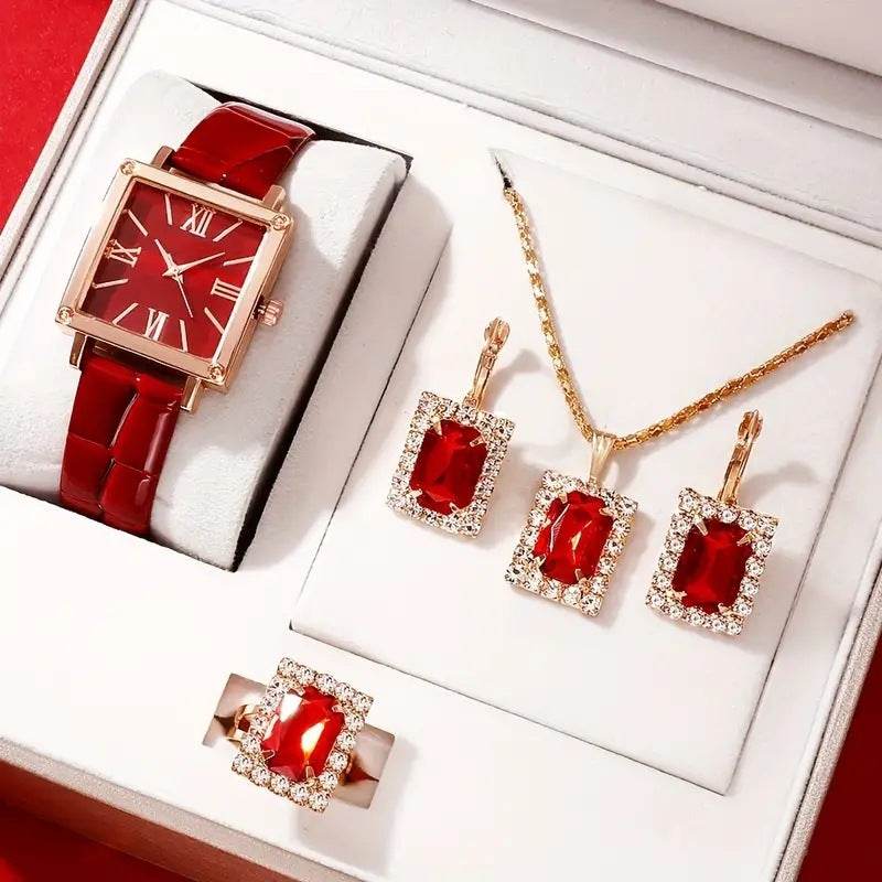 Women's Fashion Quartz Watch Set - Diamond Belt & Jewelry Accessories - Buy Center