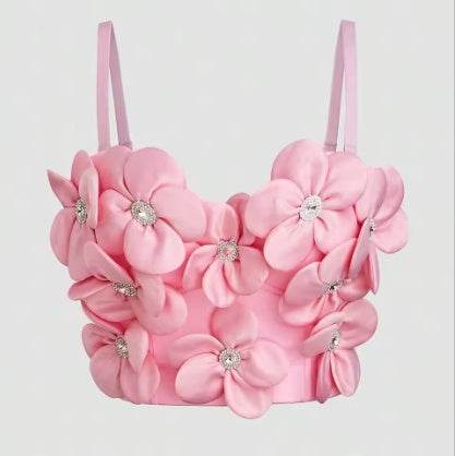 New Dopamine Floral Rhinestone Bandeau Top - Stylish Women's Sling Camis 2025 - Buy Center