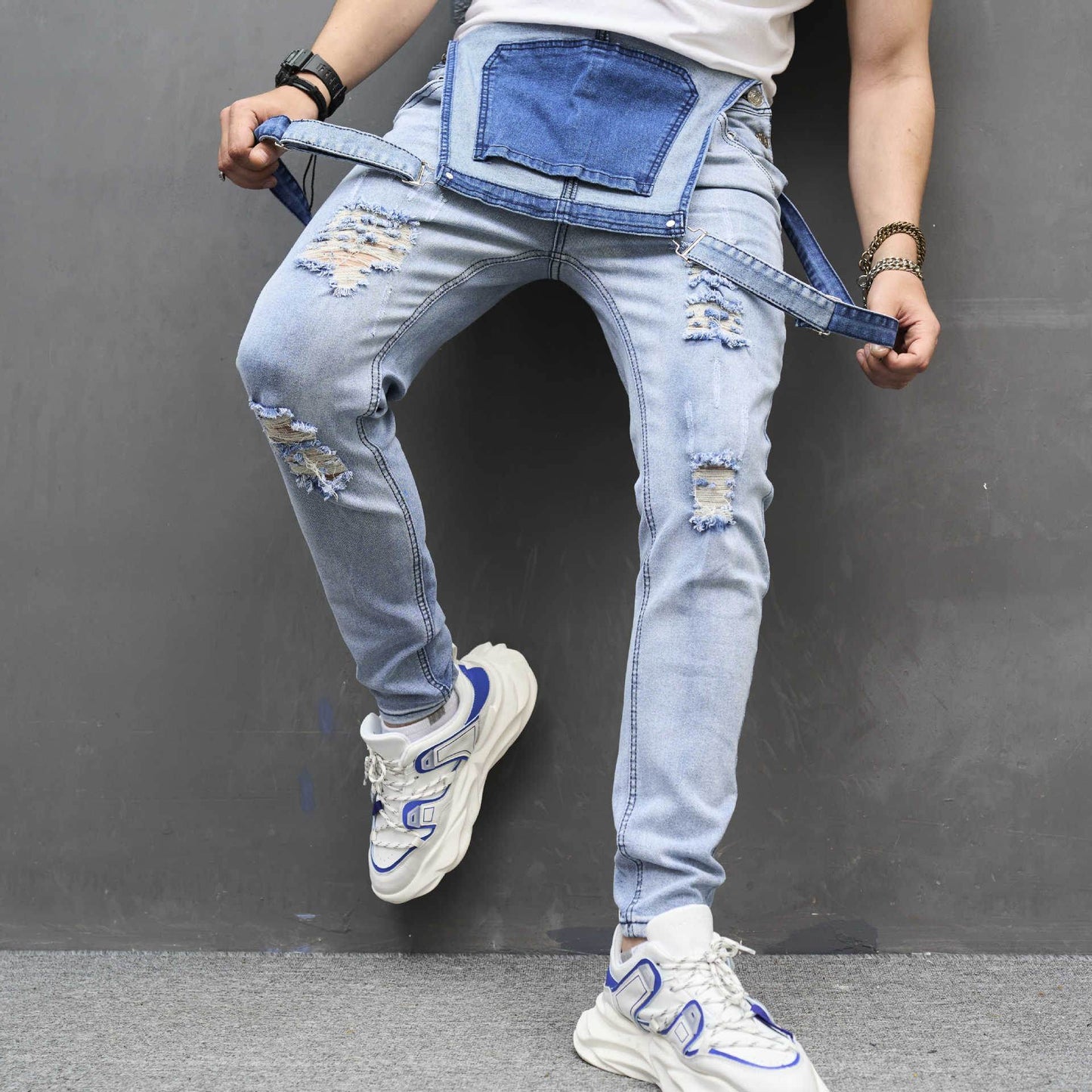 Buycenter Men's Slim Ripped Skinny Trousers - Stylish Denim for Spring & Autumn - Buy Center