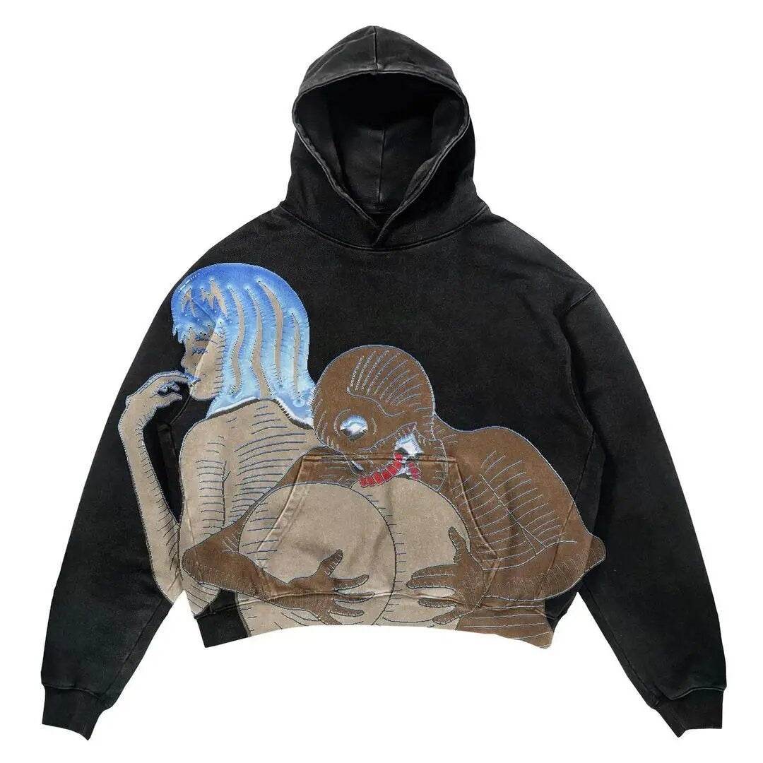 Hip Hop Retro Harajuku Hoodie for Men - Trendy Pullover Sports Sweater - Buy Center