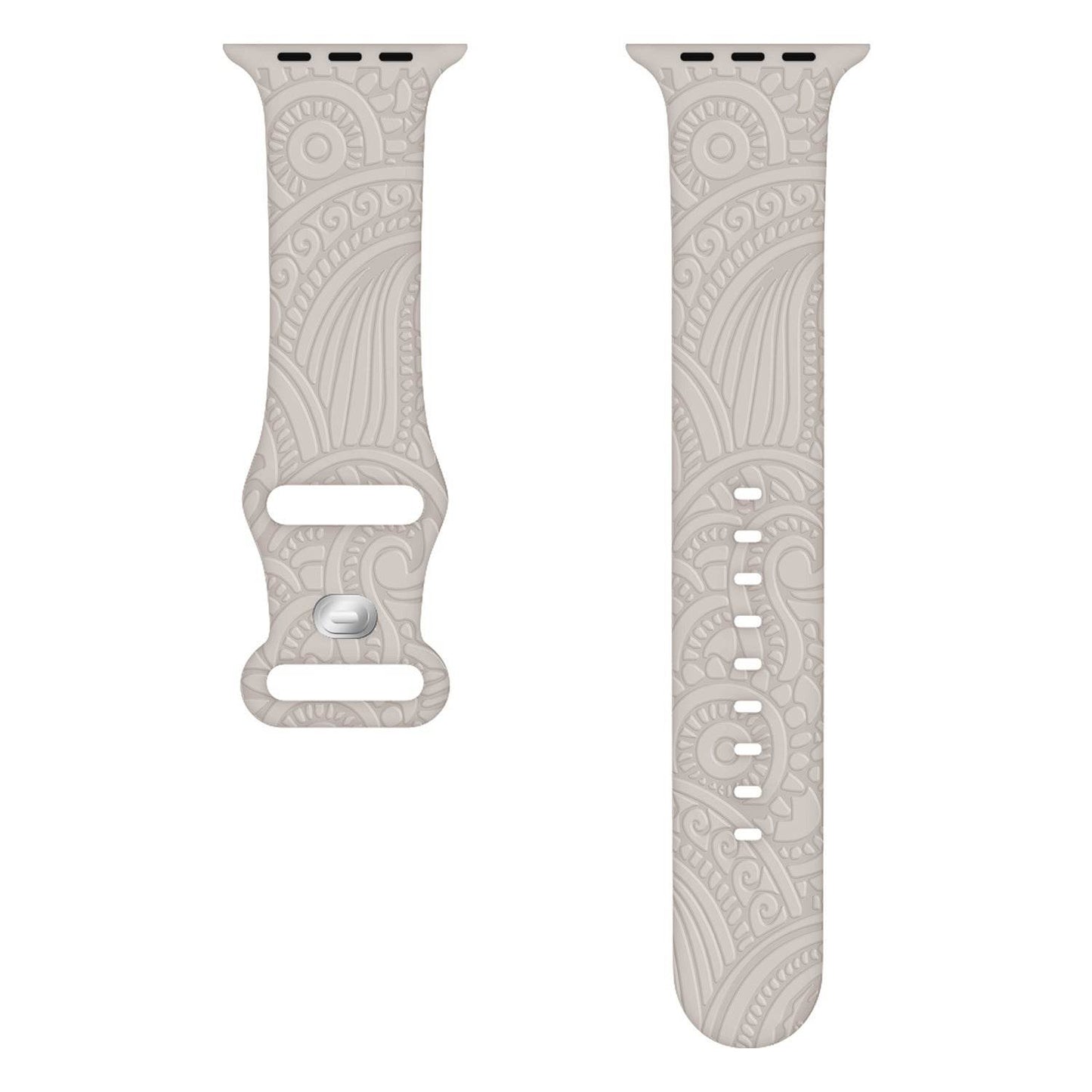 Laser Carved Silicone Strap - Cashew Print for Apple Watches 38-49mm - Buy Center