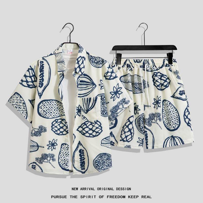 Hong Kong Style Retro Printed Shirt - Men's Short Sleeve Summer Top - Buy Center