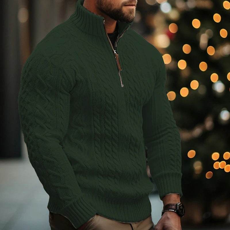 Buycenter Men's Half Zipper Knitwear Coat - Trendy Thickened Pullover - Buy Center