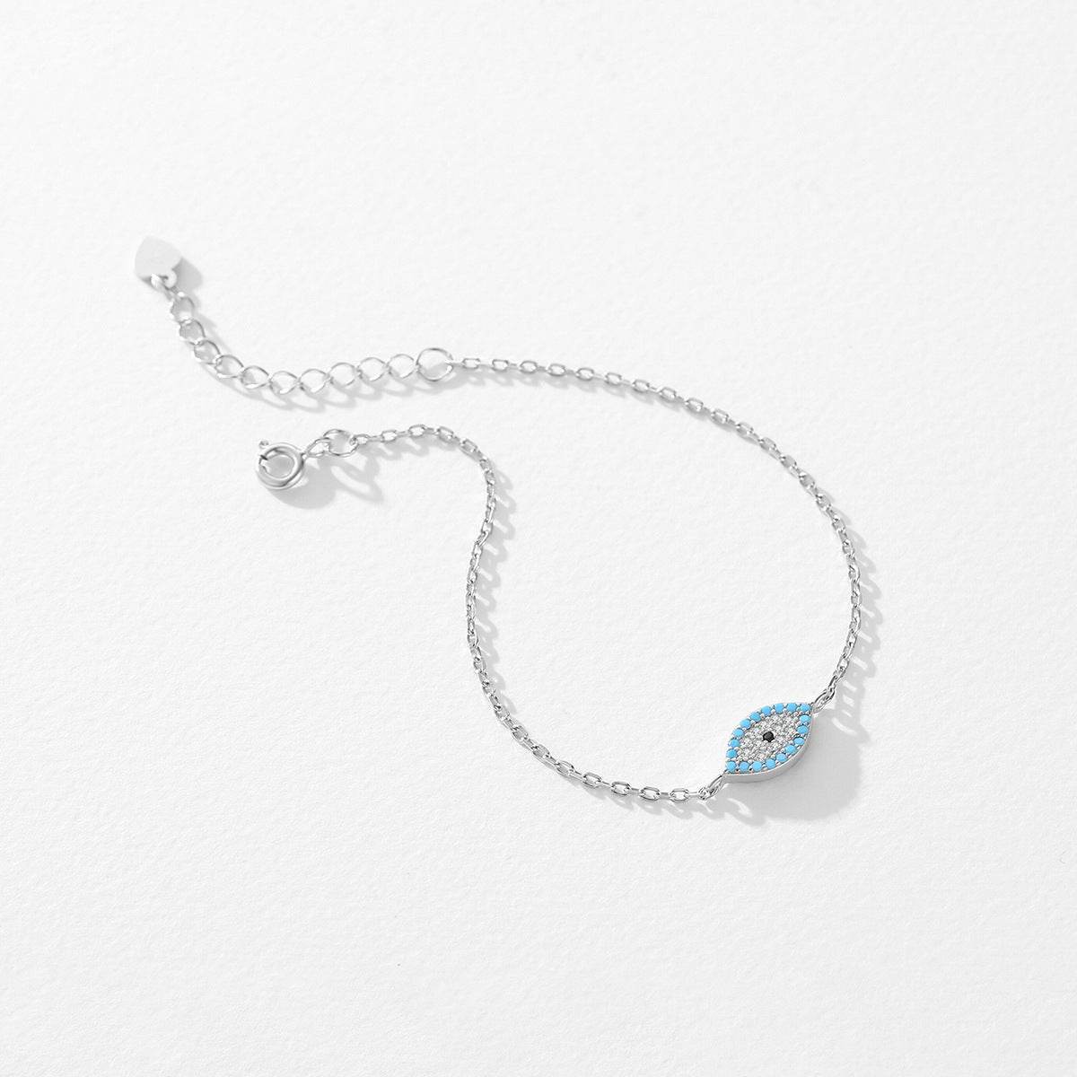 Green Pine Devil's Eye Bracelet - 925 Sterling Silver with Zircon Stones - Buy Center
