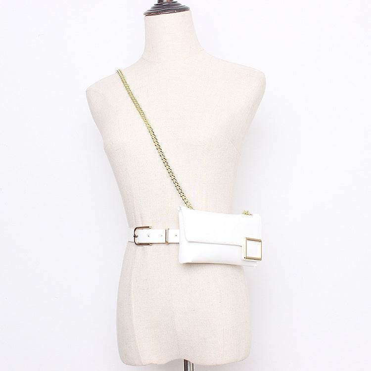 New Retro Metal Geometric Waist Bag - Stylish PU Fabric Accessory - Buy Center