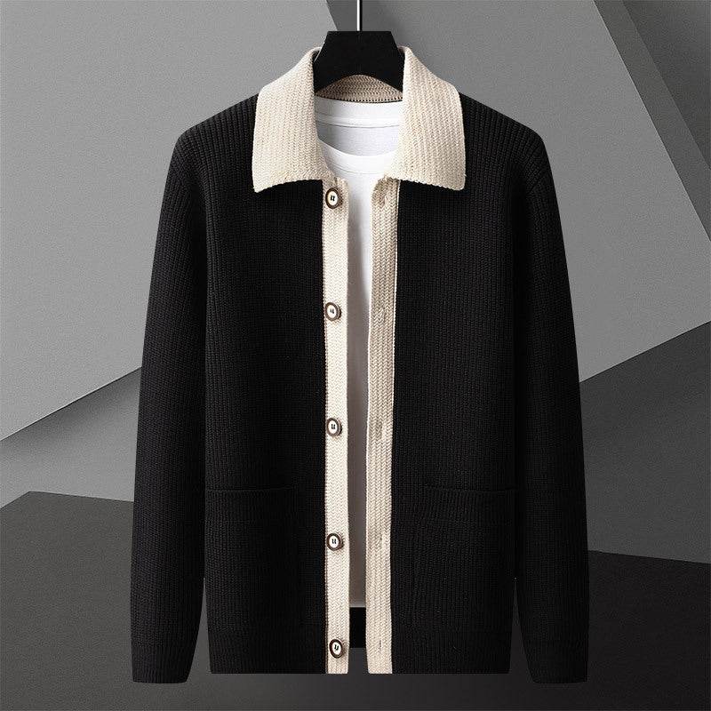 Men's Trendy Long-Sleeved Sweater Coat - Stylish Khaki, Black, Green Options - Buy Center