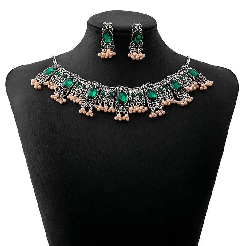 Vintage Emerald Earrings Set - Trendy Tassel Bead Design for 2025 - Buy Center