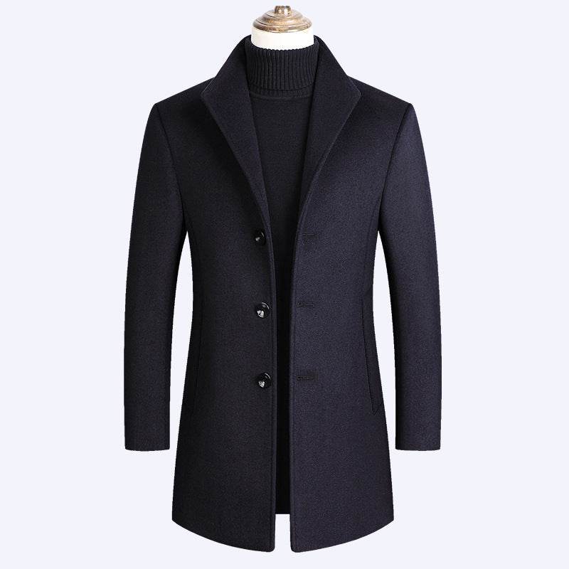 Shun Mao Youth Woolen Coat - Casual Mid-Length, Stylish Loose Fit - Buy Center