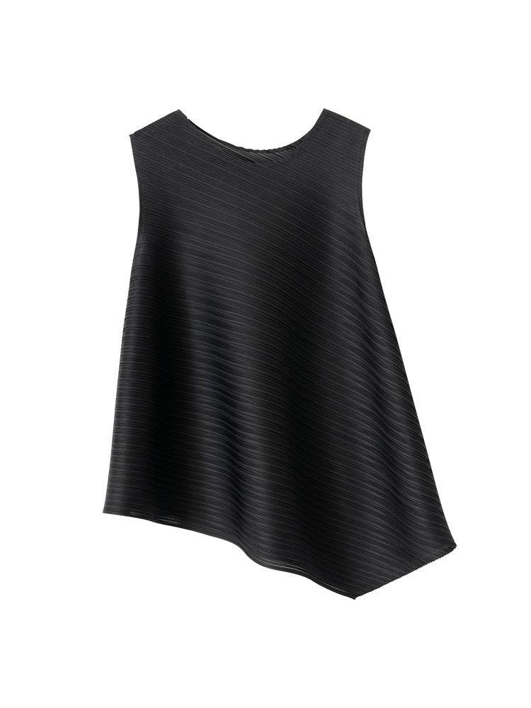 Pleated Women's Slimming T-Shirt - Stylish Sleeveless Fit in Various Colors - Buy Center