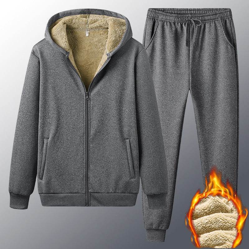 Plus Velvet Men's Casual Pajama Set - Stylish Lamb Velvet Comfort - Buy Center